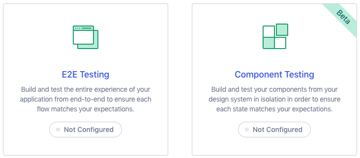 The Launchpad test type selector